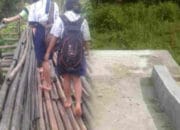 Pembangunan Infrastruktur Jembatan Gantung TA 2023 di Dusun Buah Raja Sei Bingai Disorot, Diduga Markup Anggaran