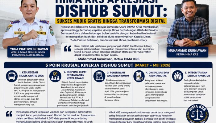 HIMA KRS Apresiasi Transformasi Dishub Sumut: Mudik Gratis Lancar, Penertiban Transportasi hingga Pelayanan Serba Digital
