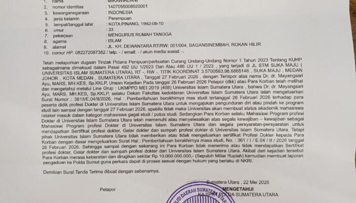 Cita-Cita Dokter Muda Terancam Hancur, Dugaan Penahanan Sertifikat Profesi FK UISU Berujung Laporan Polisi