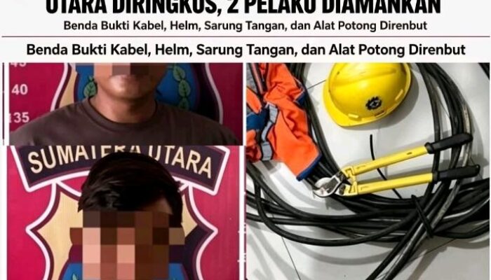 Nyamar Jadi Petugas PLN, Dua Pencuri Kabel Listrik di Tebing Tinggi Berhasil Diringkus Polisi