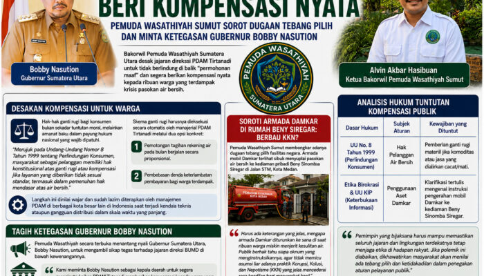 Uji Nyali Bobby Nasution Tangani Tirtanadi: Pemuda Wasathiyah Tagih Kompensasi UU Perlindungan Konsumen.