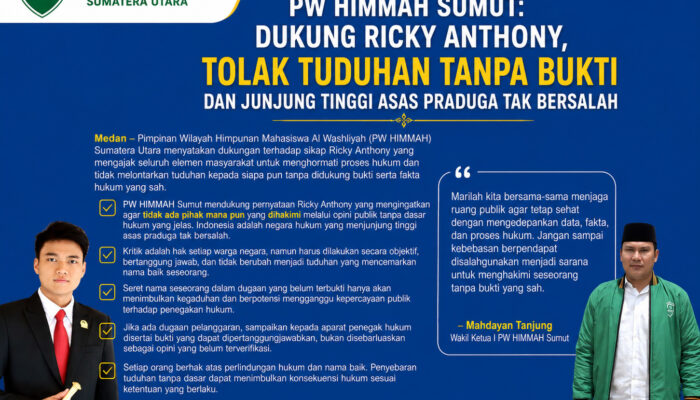 Menjunjung Asas Praduga Tak Bersalah, HIMMAH Sumut: Jangan Hakimi Ricky Anthony Melalui Opini Publik