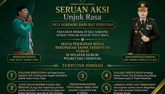 Judi Marak, HIMMAH Sumut Desak Kapolda Copot Kapolres dan Kasat Reskrim Deli Serdang