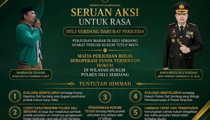 Judi Marak, HIMMAH Sumut Desak Kapolda Copot Kapolres dan Kasat Reskrim Deli Serdang