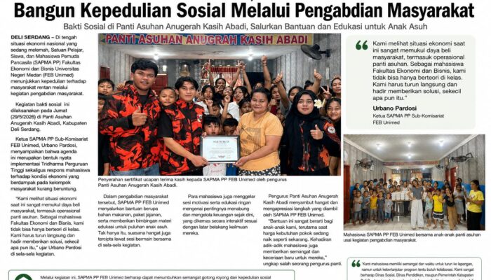 Situasi Ekonomi Melemah, SAPMA PP FEB Unimed Bangun Kepedulian Sosial Melalui Pengabdian Masyarakat