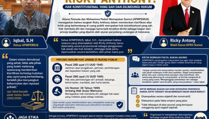 APMPEMUS Tegaskan Hak Klarifikasi Ricky Anthony Tidak Boleh Didiskreditkan