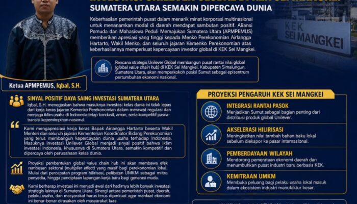 APMPEMUS Apresiasi Kinerja Menko Perekonomian dan Jajaran Kementerian atas Masuknya Investasi Unilever Global di KEK Sei Mangkei