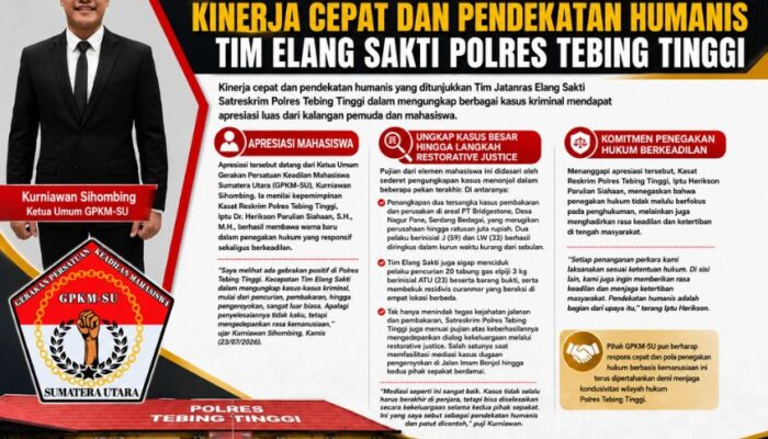 GPKM-SU Apresiasi Kinerja Cepat dan Pendekatan Humanis Tim Elang Sakti Polres Tebing Tinggi