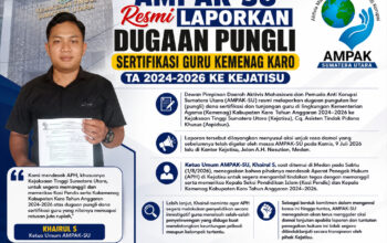 AMPAK-SU Resmi Laporkan Dugaan Pungli Sertifikasi Guru Kemenag Karo TA 2024-2026 ke Kejatisu