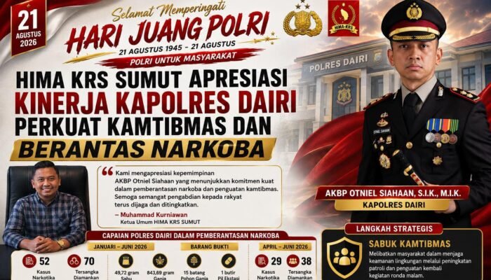 Hari Juang Polri, HIMA KRS Apresiasi Kinerja AKBP Otniel Siahaan Perkuat Kamtibmas dan Berantas Narkoba