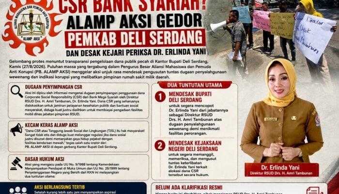 ALAMP AKSI Aksi DI Kantor Bupati Deli Serdang : Usut Penyalagunaan Dana CSR Bank Mega Syariah  Untuk Mobil Dinas Dirut RSUD Drs. H. Amri Tambunan