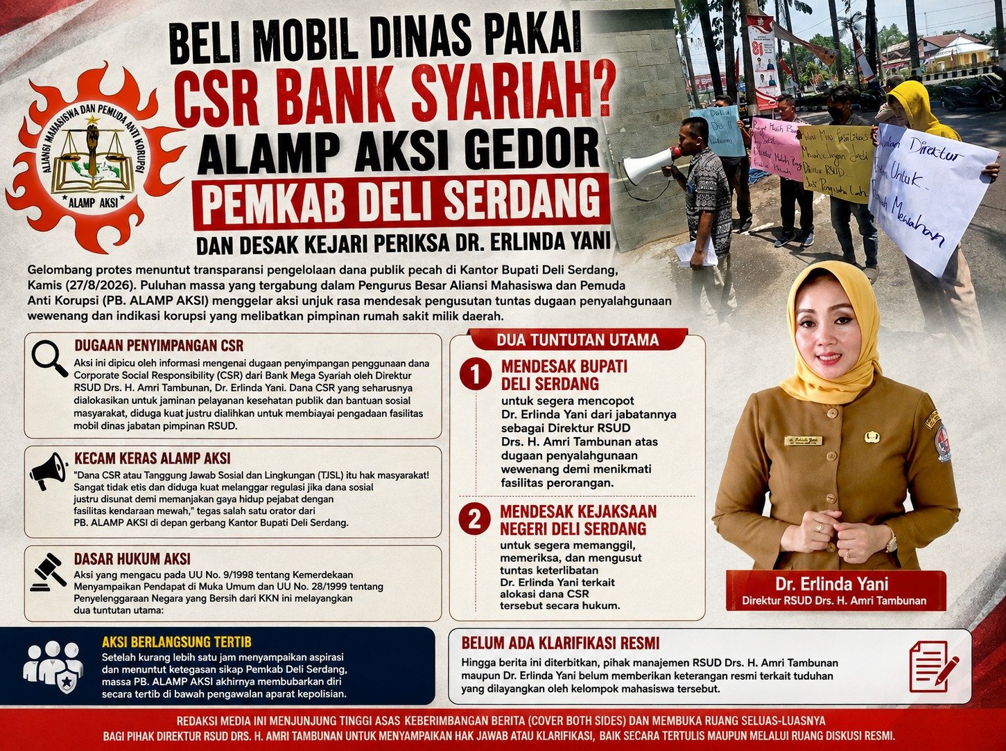 Dugaan Skandal Mobil Dinas dari Dana CSR: Mahasiswa Demo Kantor Bupati, Desak Dirut RSUD Amri Tambunan Dicopot!