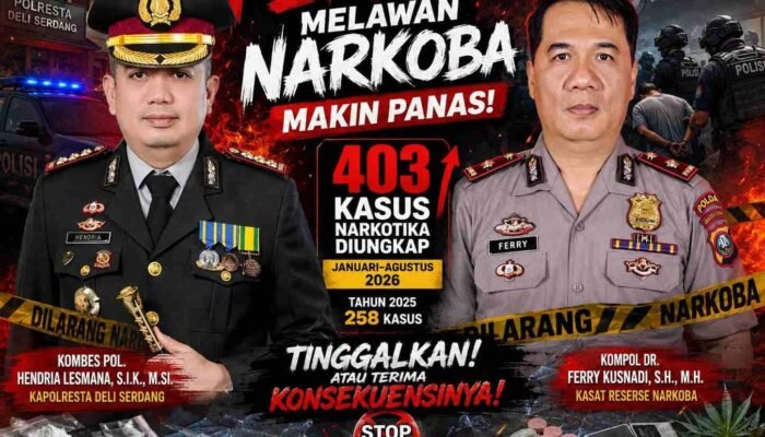 403 Kasus Narkoba Dibongkar, Polresta Deli Serdang Tegaskan Tak Ada Ampun bagi Pengedar