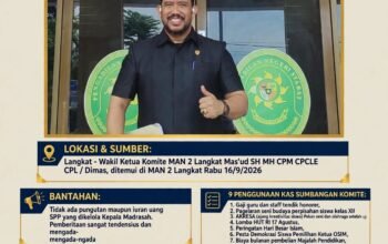 Terkait Dugaan Pungli di MAN 2 Lankat , Komite MAN 2 Langkat Bantah Adanya Pungli Uang SPP ke Siswa.